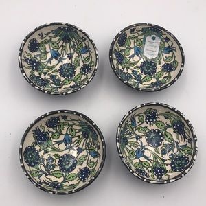 Nakkas Cini Turkish Ceramic Hand Painted Dipping Bowl Set of 4